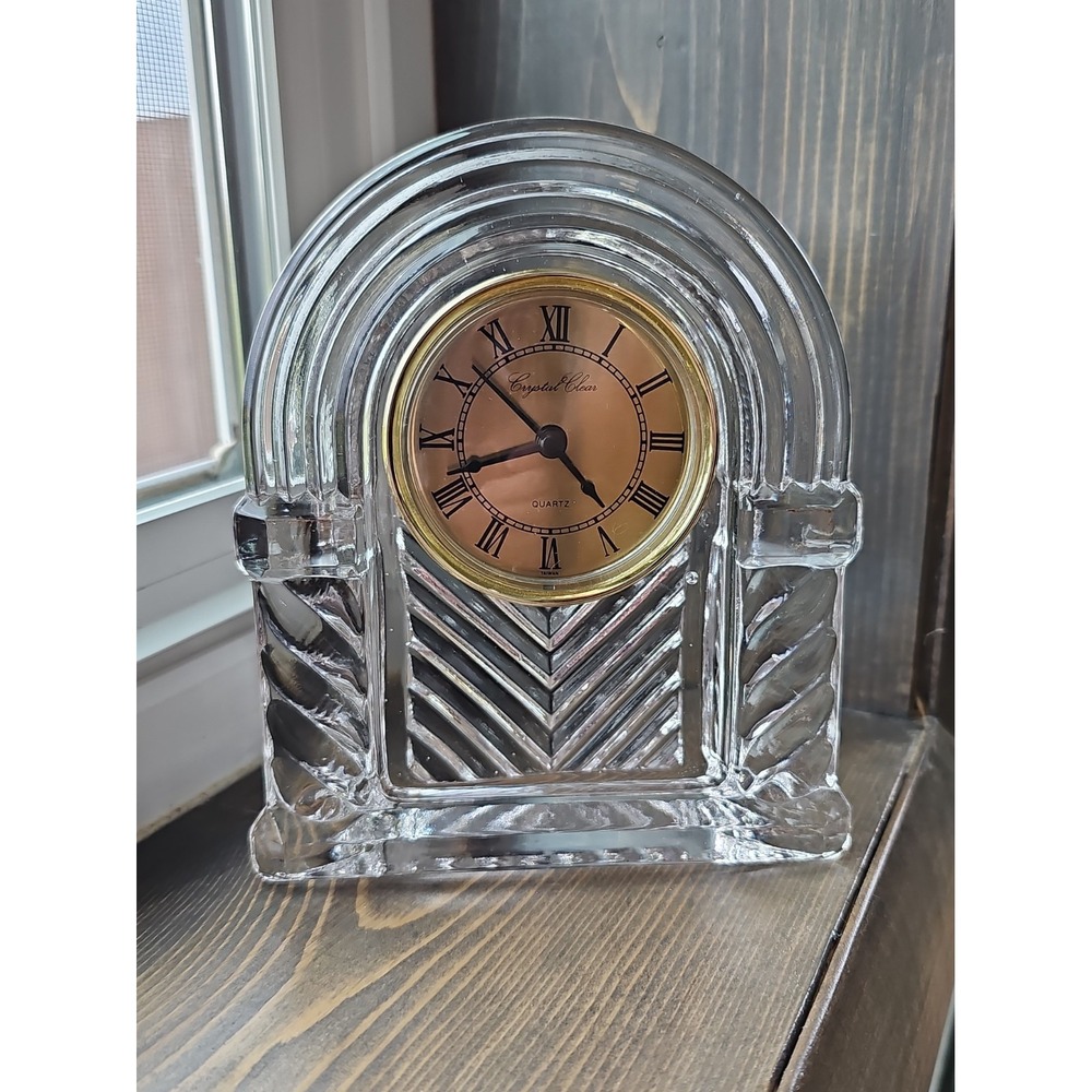 Clear Signatures Regent Lead Crystal Desk / Table Clock